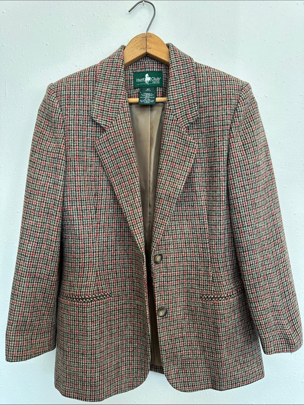 Hunt Club petites vintage 90s Women's tweed 100% Wool Blazer - rl style